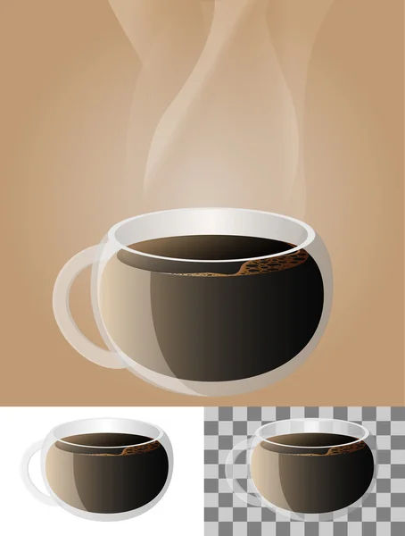 Taza transparente de café de vidrio — Vector de stock