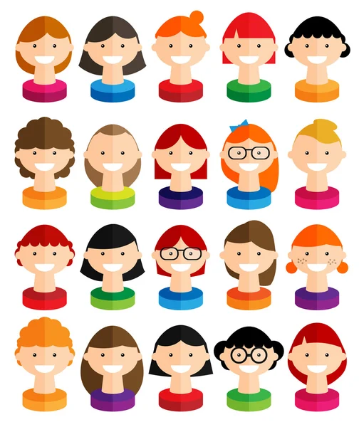 Girls with various hair style — Stock Vector