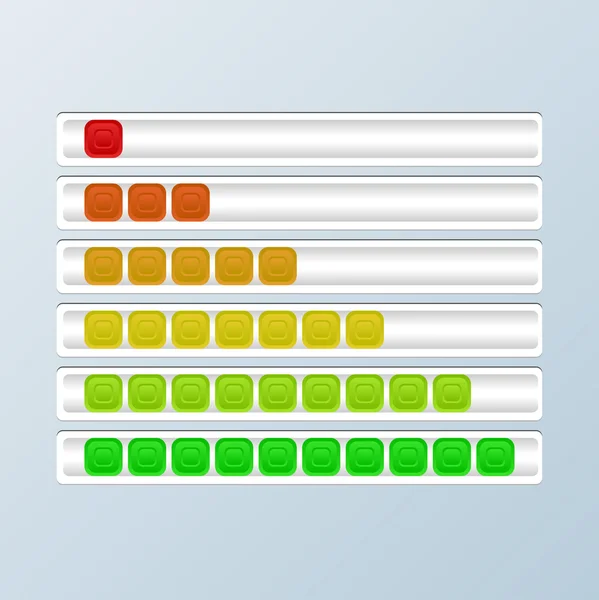 Ensemble de barres de progression. Indicateurs de chargement . — Image vectorielle