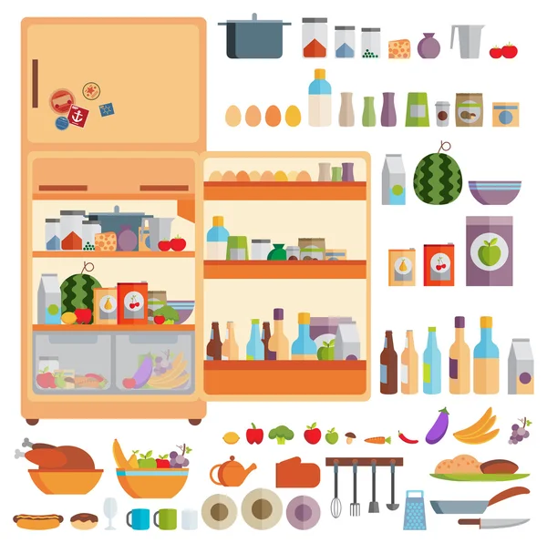 Buzdolabında yiyecek var.