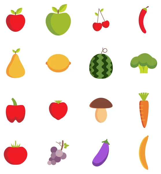 Symbole für Gemüse und Obst — Stockvektor