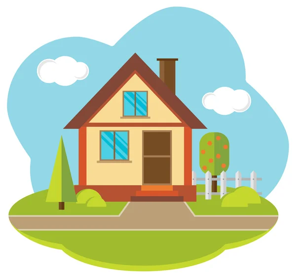 Landscape with  house — Stock Vector