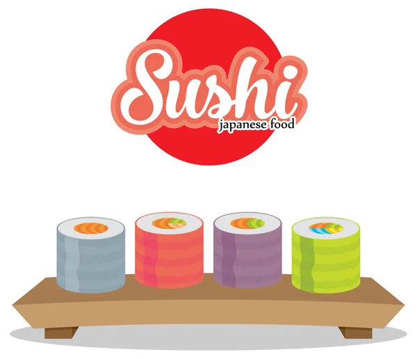 Sushi auf Tablett — Stockvektor