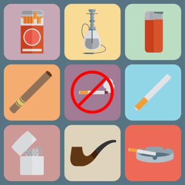Sigara ve aksesuarları Icons set.