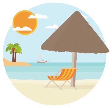 bir plajda şezlong