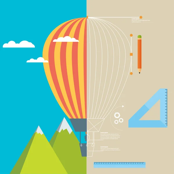 Hőlégballon és a banner — Stock Vector