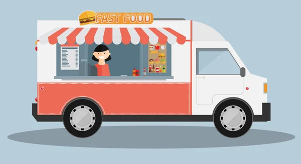 Coche de comida móvil . — Vector de stock