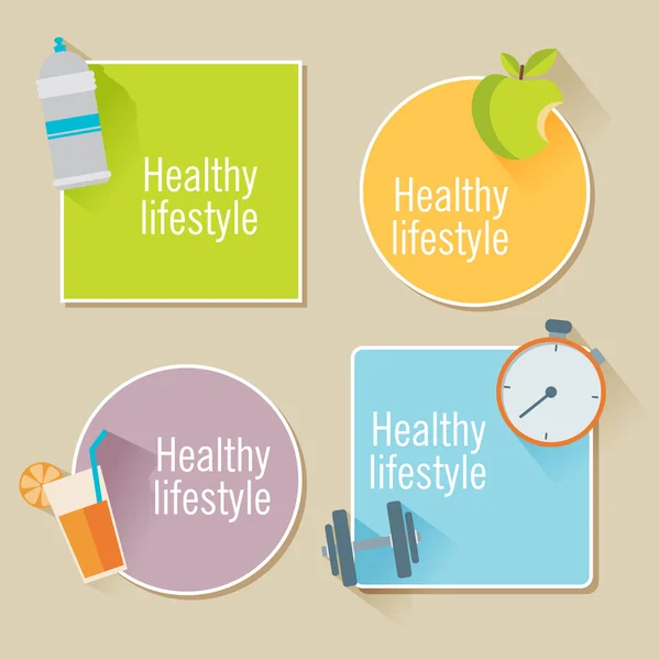 Healthy lifestyle stickers — Stock Vector