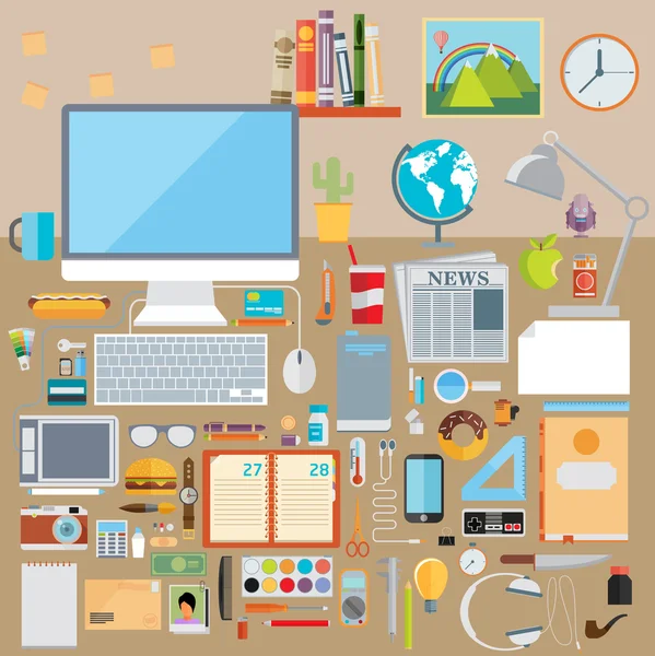 Çalışma alanı'nın düz modern tasarım