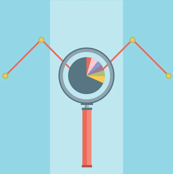 グラフの数字付きの虫眼鏡 — ストックベクタ