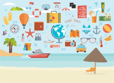 Tatil düz tasarım kümesi