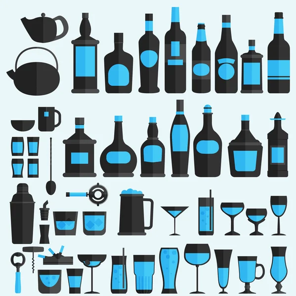 Bebidas alcohólicas icono conjunto — Vector de stock