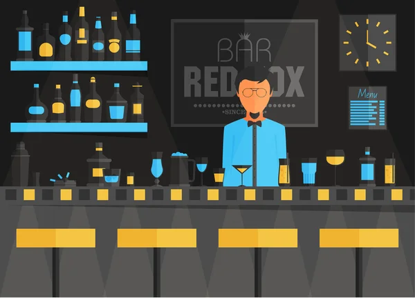 Comptoir de bar avec barman — Image vectorielle