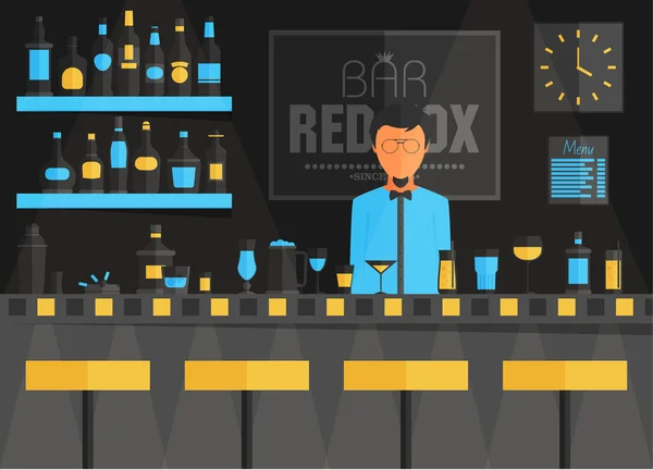 Bar mostrador con barman — Vector de stock