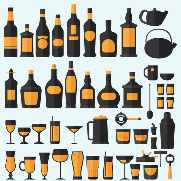 Bebidas alcoólicas conjunto ícone —  Vetores de Stock