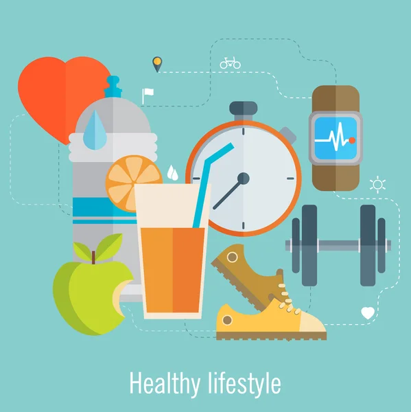 Healthy lifestyle flat illustration — Stock Vector