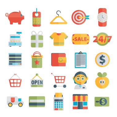 alışveriş düz simgeleri