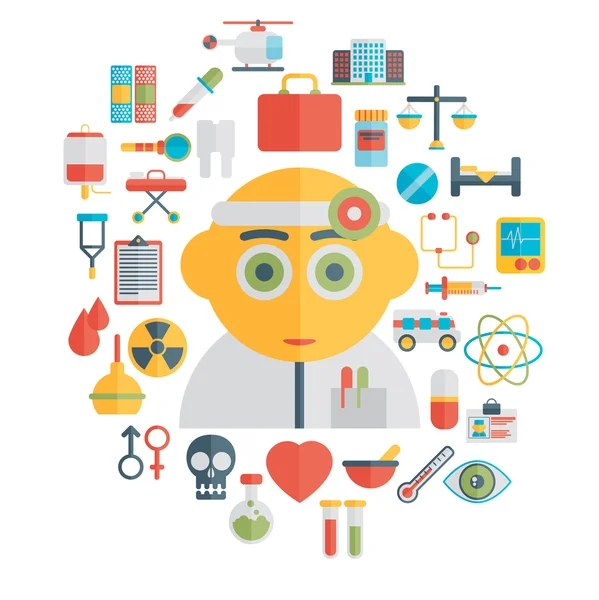 Médecin et outils médicaux — Image vectorielle