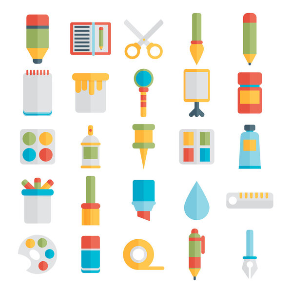 Icons set of art supplies