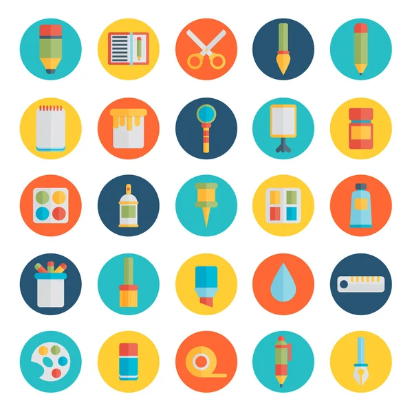 Icons set of art supplies — Stock Vector