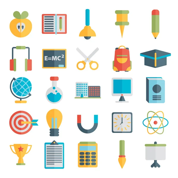 Iconos de educación y aprendizaje electrónico — Vector de stock