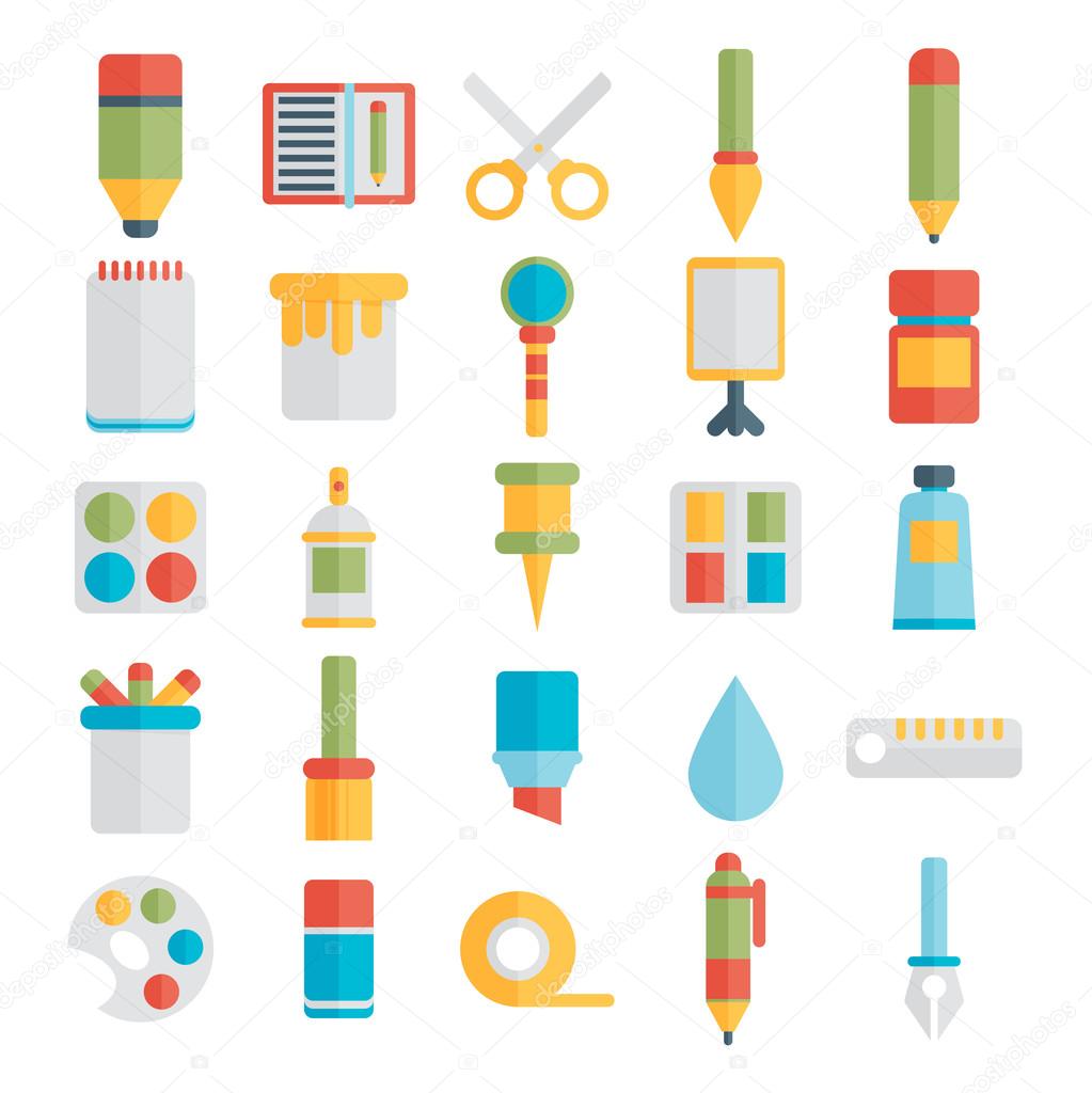 Artist tools sketch set in circle design Vector Image