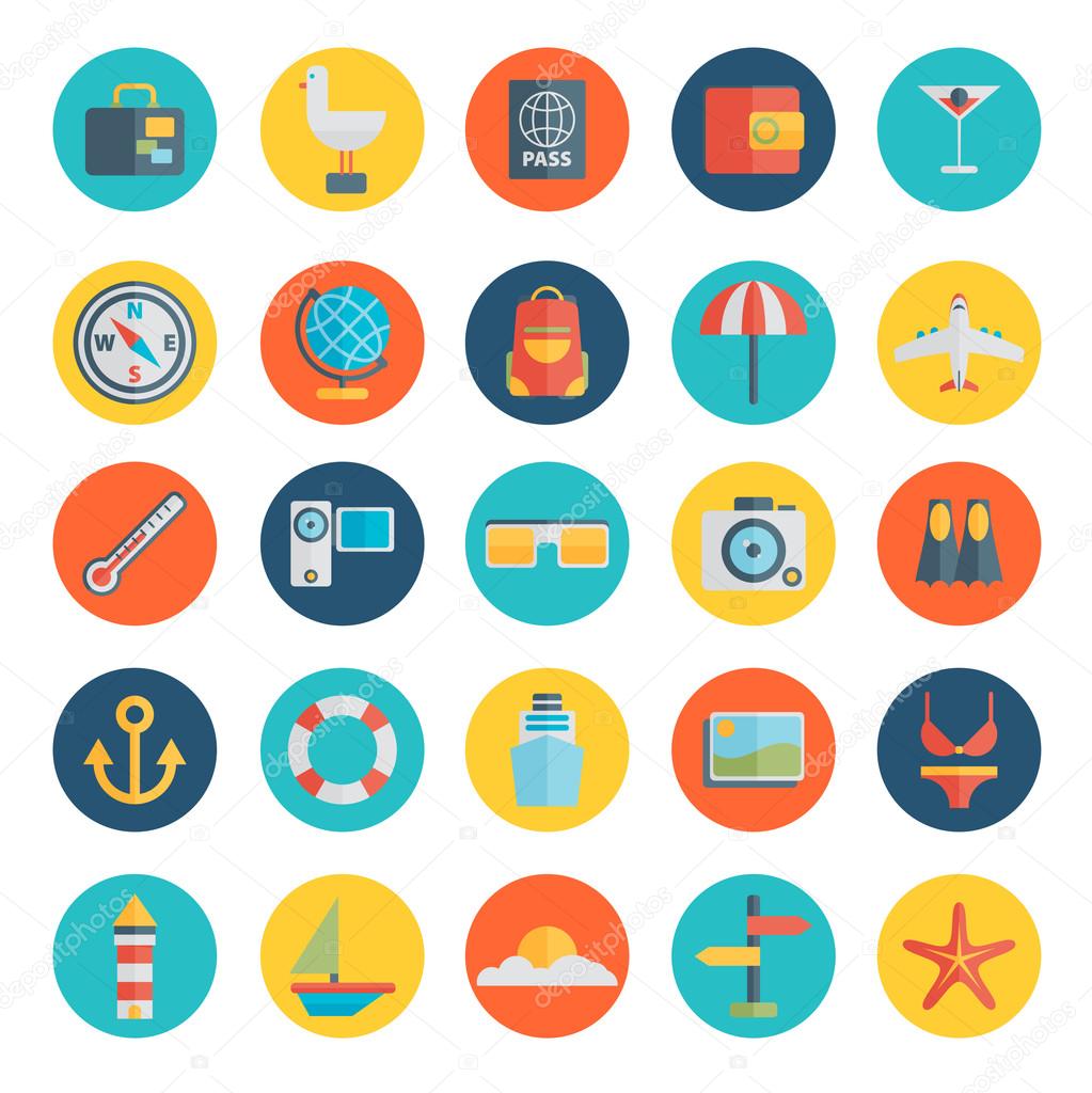 Flat icons of traveling