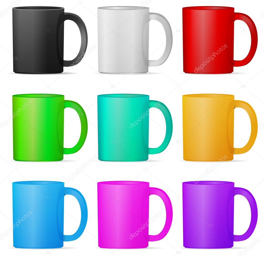 Set of colorful mugs