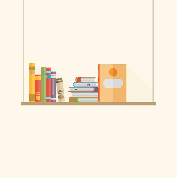 Flat bookshelf with books — Stock Vector