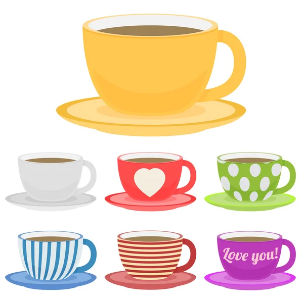 Ensemble de tasses colorées — Image vectorielle