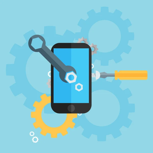 Mobiele reparatie en ontwikkeling — Stockvector
