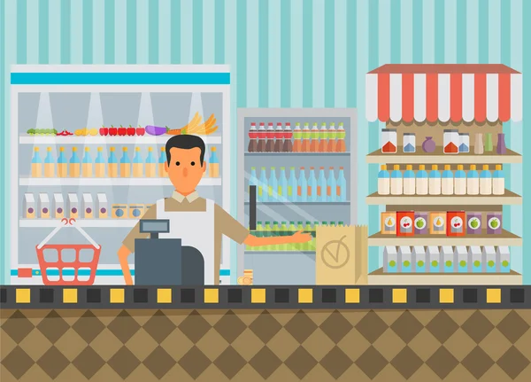 Shop worker in Supermarket — Stock Vector