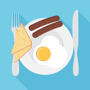 Sosis düz stil ile plaka