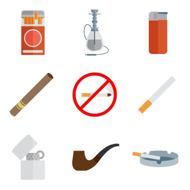 Sigara ve aksesuarları Icons set.