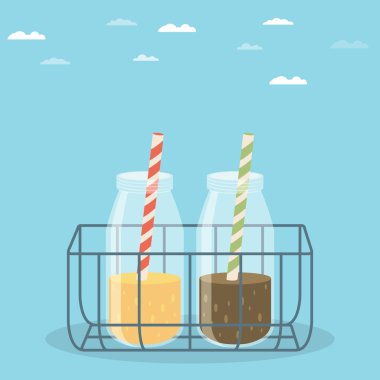 smoothies ve cam şişe ile organik içecekler