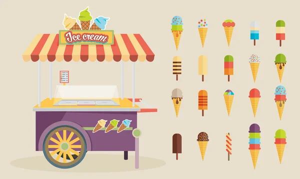 Conjunto de iconos de helado — Vector de stock