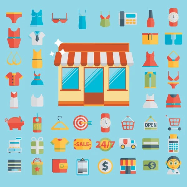 Ensemble d'icônes shopping — Image vectorielle