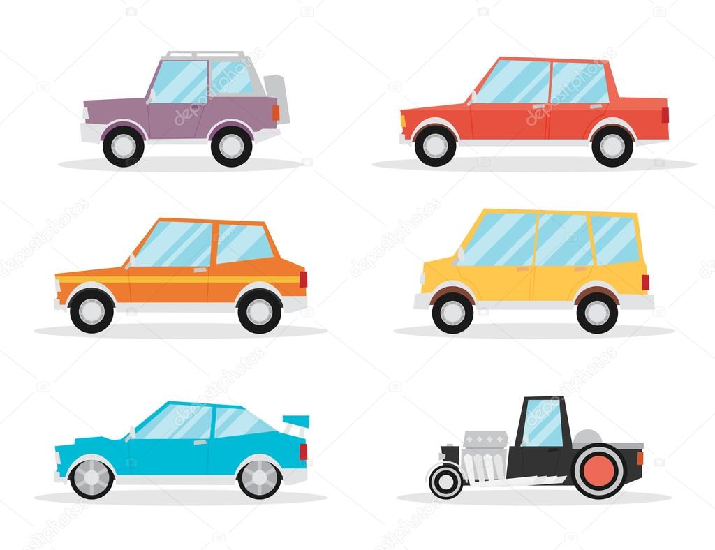 Set of cartoon cars.