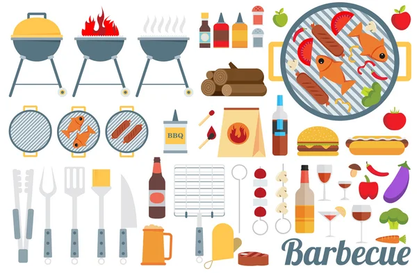Set of barbecue tools. — Stock Vector
