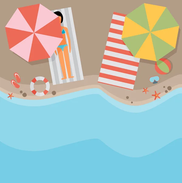 Fondo de diseño plano de playa — Vector de stock