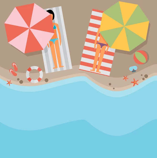 海滩平面设计背景 — 图库矢量图片