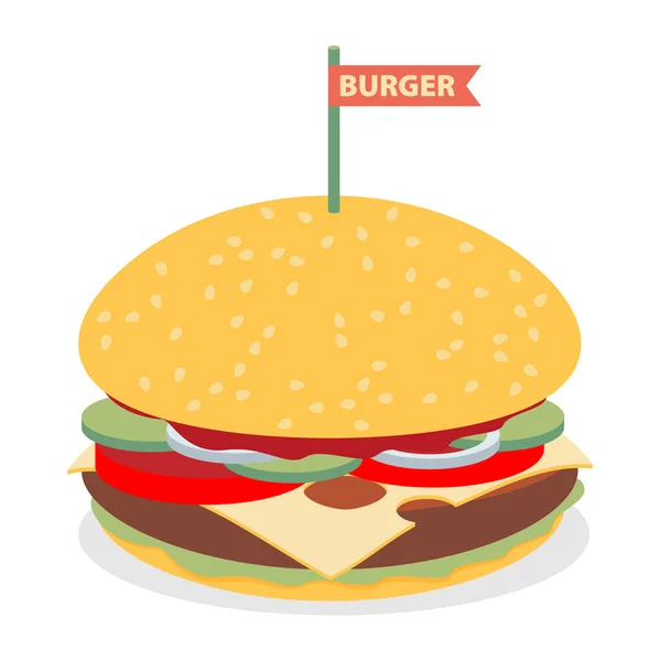 Desain Hamburger datar - Stok Vektor