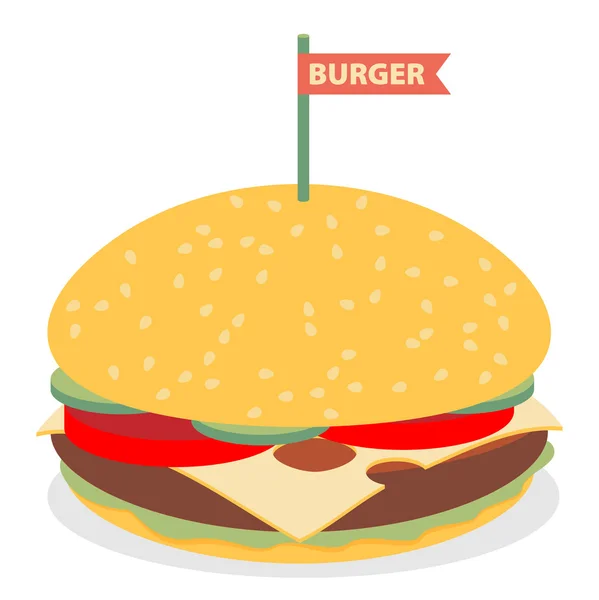 Desain Hamburger datar - Stok Vektor