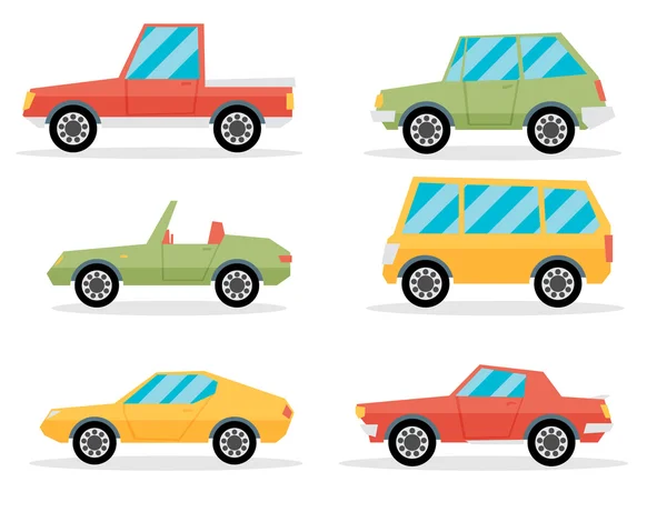 Conjunto de carros de desenhos animados —  Vetores de Stock