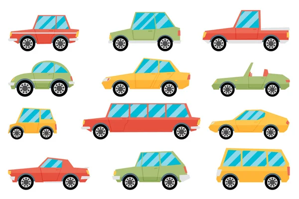 Conjunto de carros de desenhos animados —  Vetores de Stock
