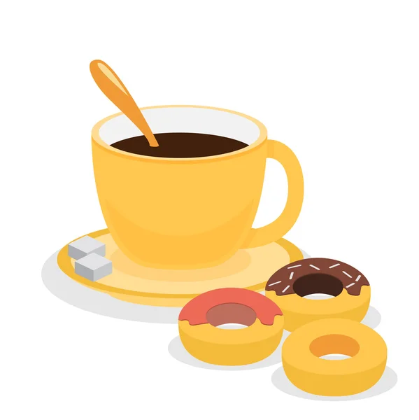 Donuts kahve simgesiyle — Stok Vektör