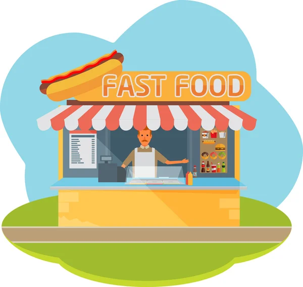 Banco vende fast food . — Vettoriale Stock