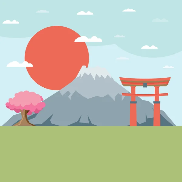 Japan landschap illustratie — Stockvector