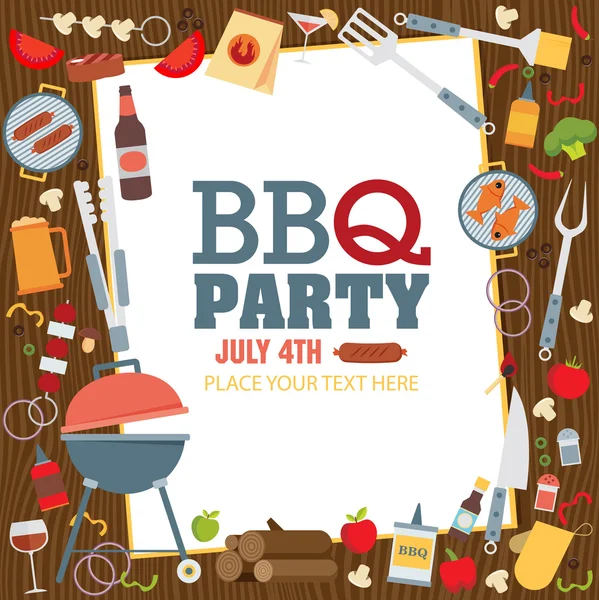Carte d'invitation sur barbecue — Image vectorielle