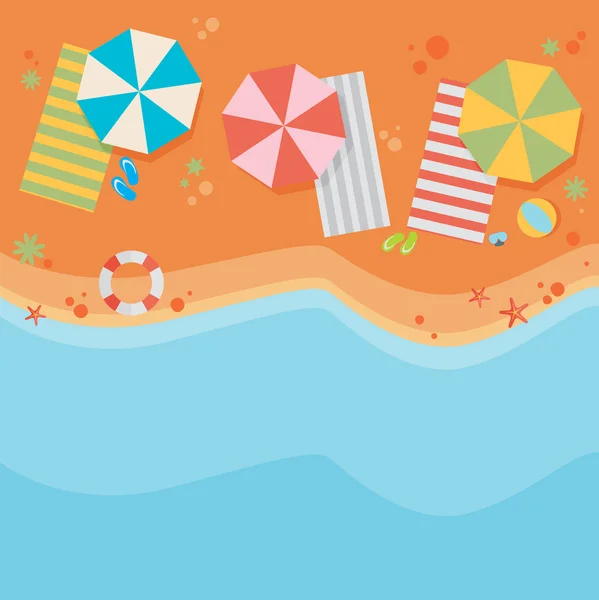 Fondo plano de playa — Vector de stock